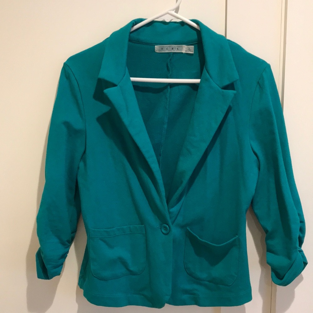 Teal cotton blazer